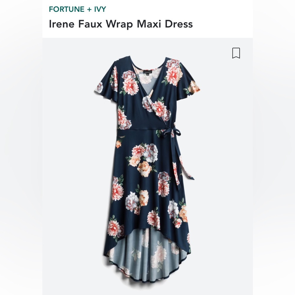 FORTUNE + IVY

Irene Faux Wrap Brushed Knit Maxi Dress
2X | Navy